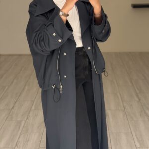 ⁦Modern long jacket - blueGrey⁩ - الصورة ⁦3⁩