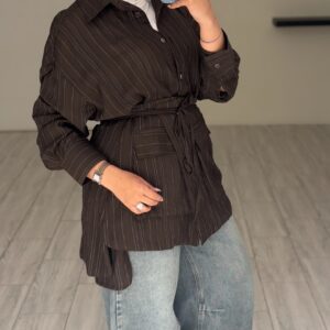 Alternative view of Brown lines shirt
