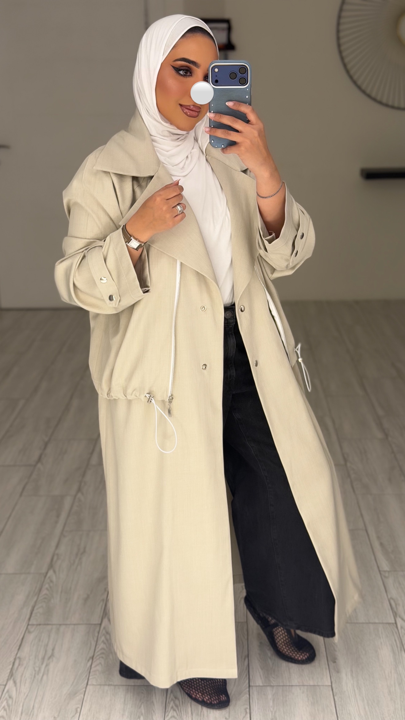 Modern long jacket - Cream - الصورة 4