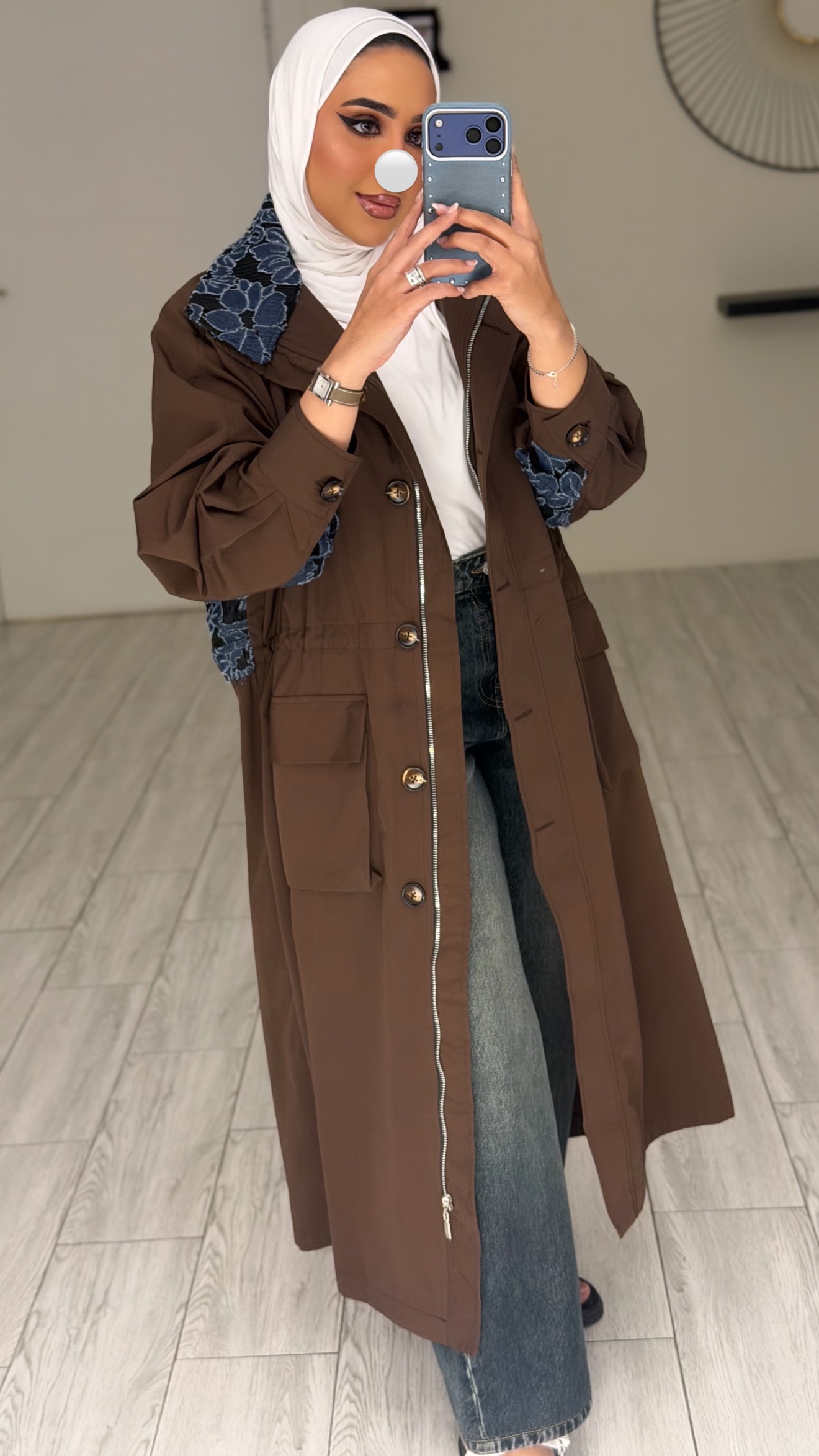 Brown Floral Jacket - الصورة 5