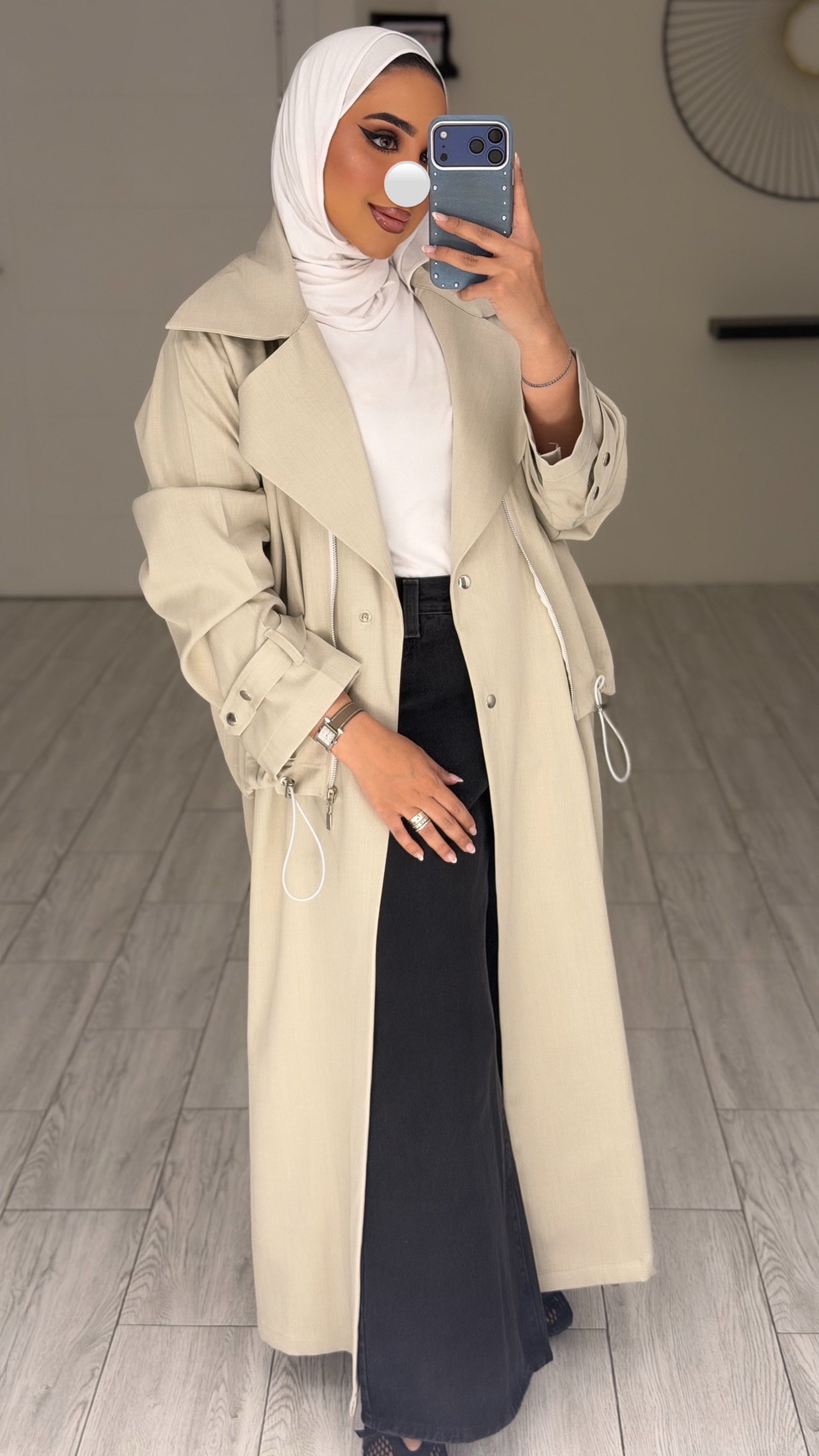 Modern long jacket - Cream - الصورة 3