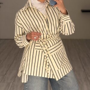 CreamXBlack Lines shirt - الصورة 4