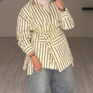 CreamXBlack Lines shirt - الصورة 5