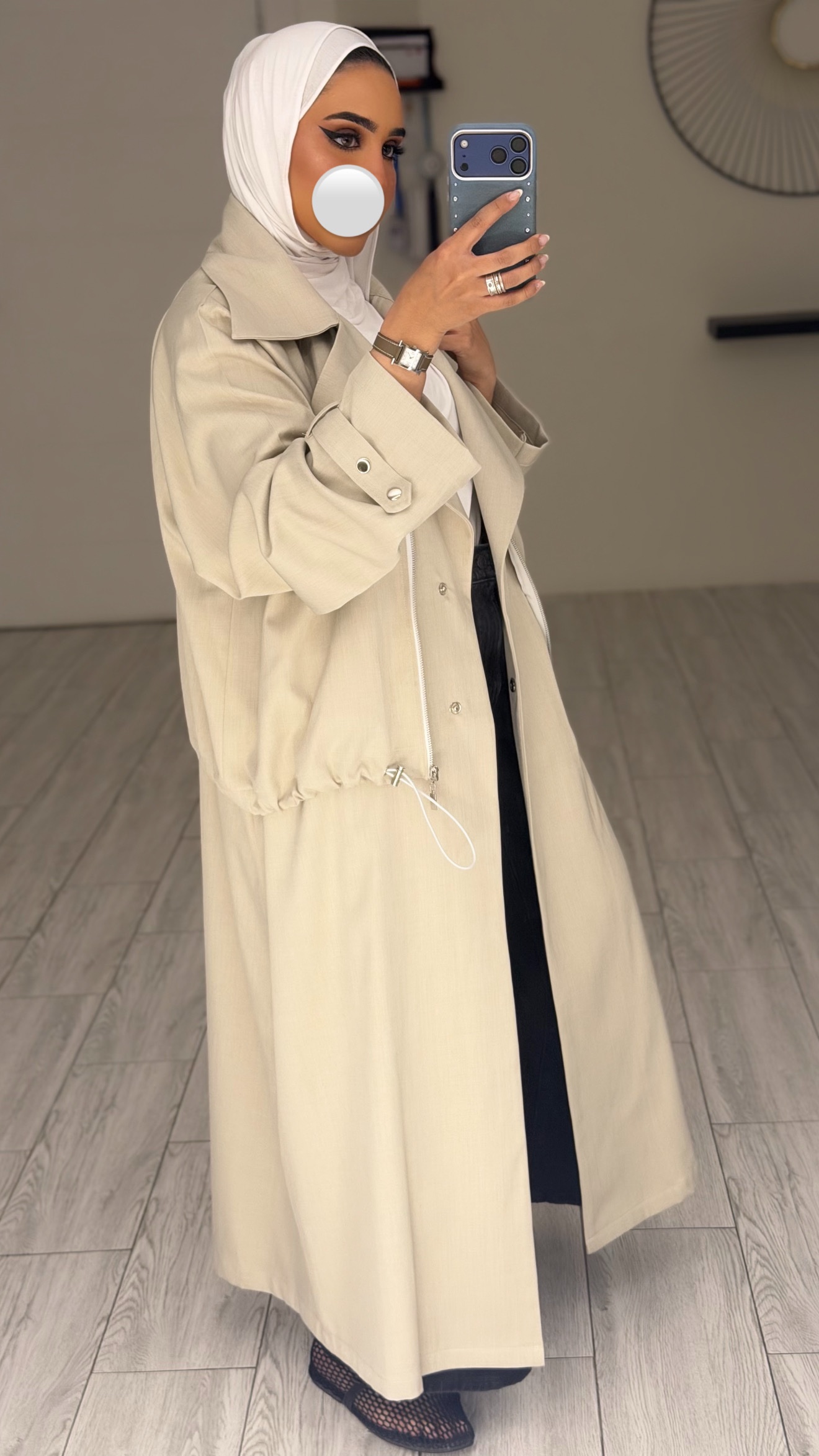 Modern long jacket - Cream - الصورة 5