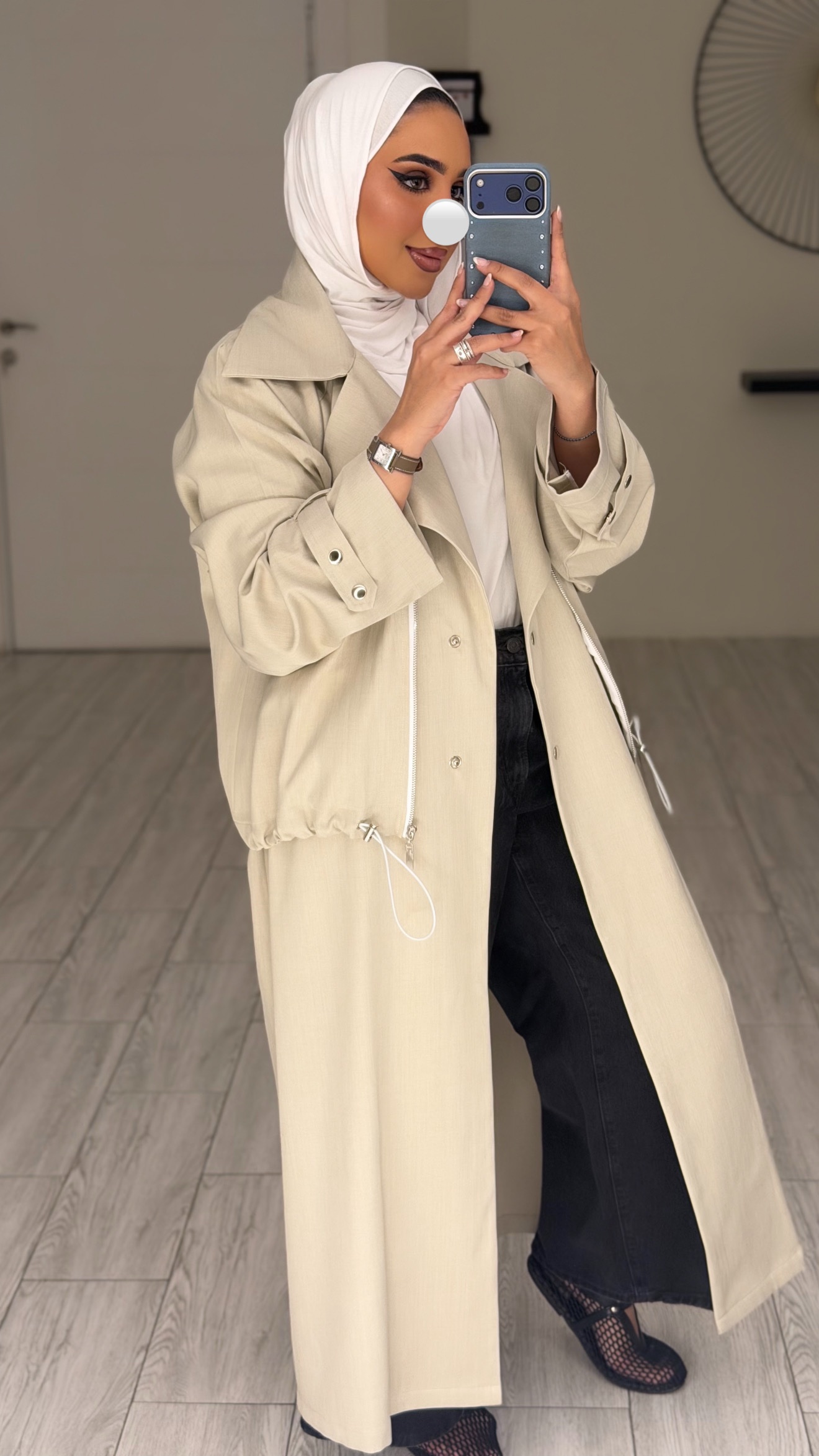 Modern long jacket - Cream - الصورة 6