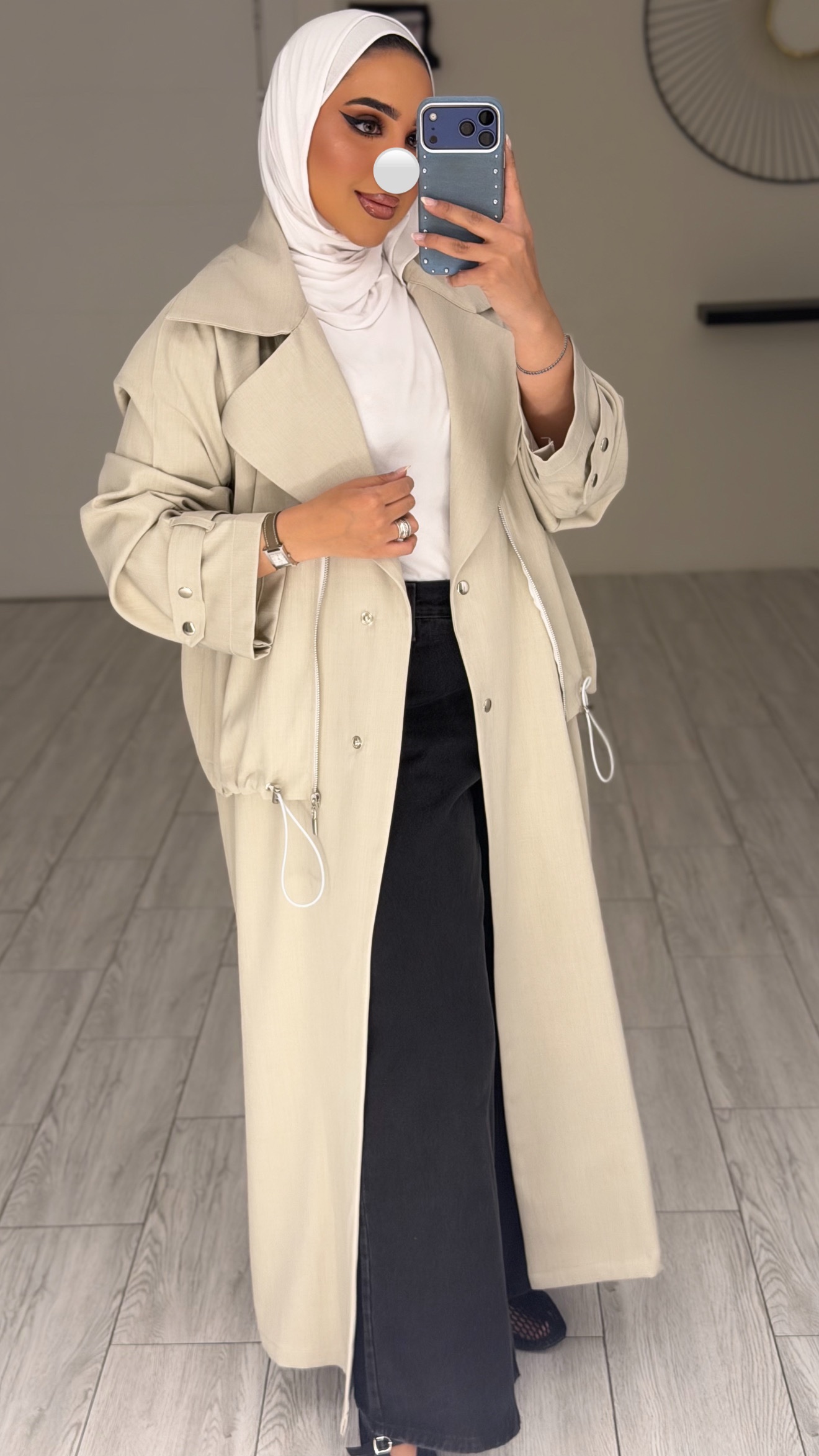 Modern long jacket - Cream - الصورة 7