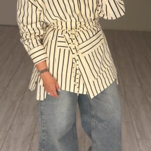 CreamXBlack Lines shirt - الصورة 3