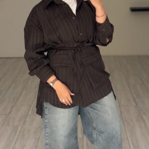 Brown lines shirt - الصورة 6