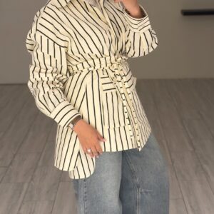 CreamXBlack Lines shirt - الصورة 2