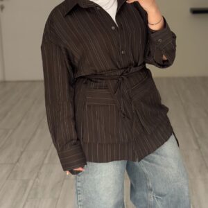 Brown lines shirt - الصورة 5